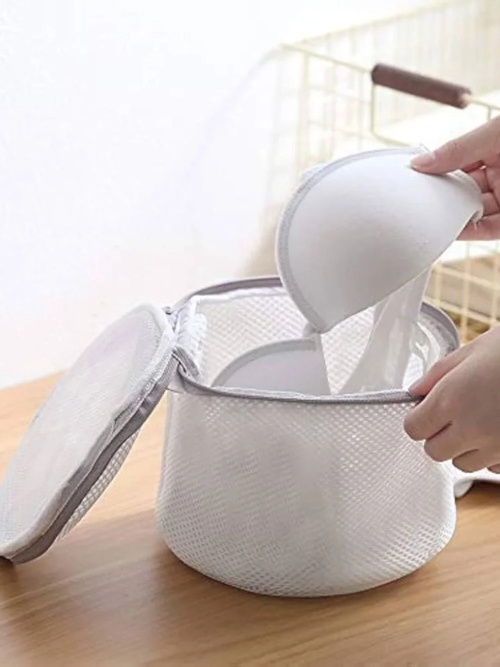 Premium Polyester Bra Laundry Bag with Protective Zipper Closure Gray